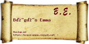 Bögös Emma névjegykártya